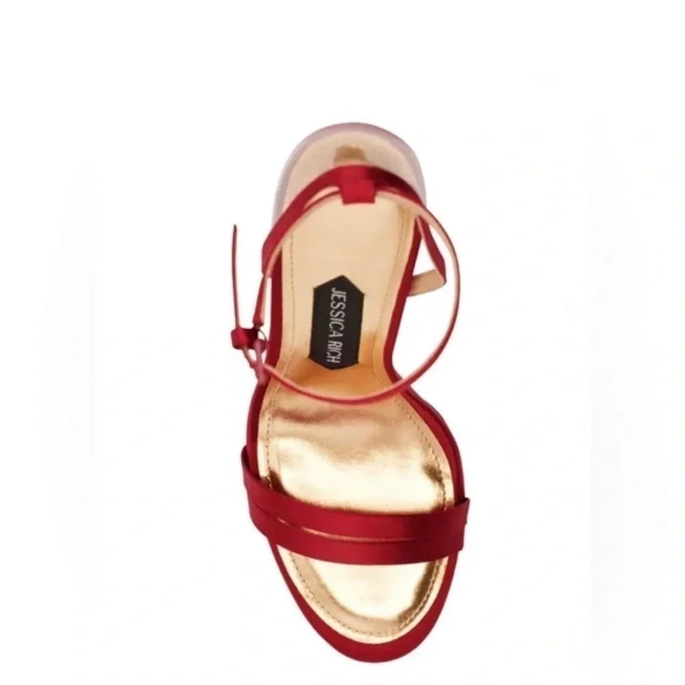 JESSICA RICH PLATFORM SANDAL SATIN RED 5.5”HEEL” SIZE 10 MEDIUM